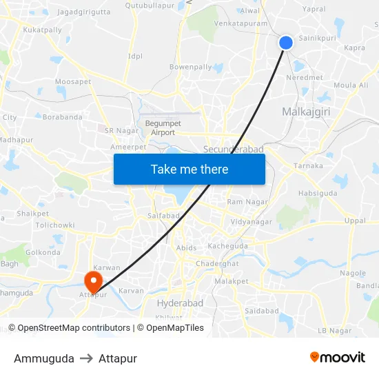 Ammuguda to Attapur map