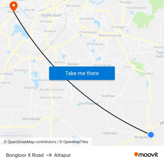 Bongloor X Road to Attapur map