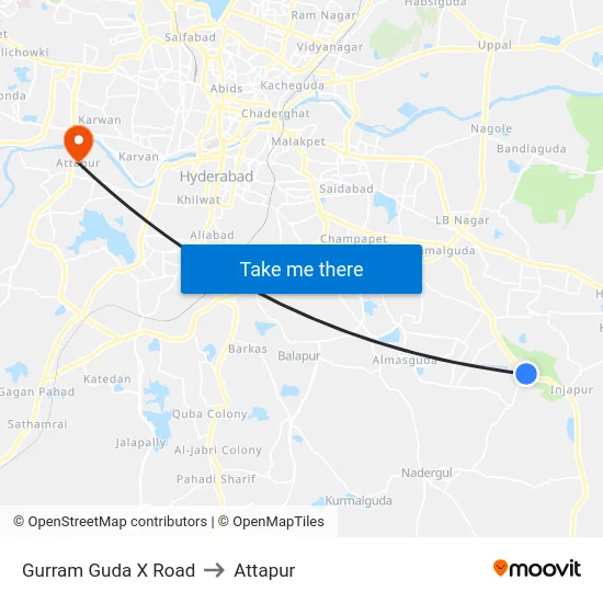 Gurram Guda X Road to Attapur map