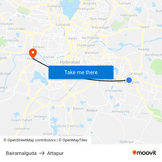 Bairamalguda to Attapur map