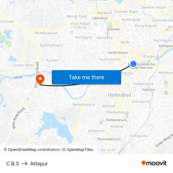 C.B.S to Attapur map