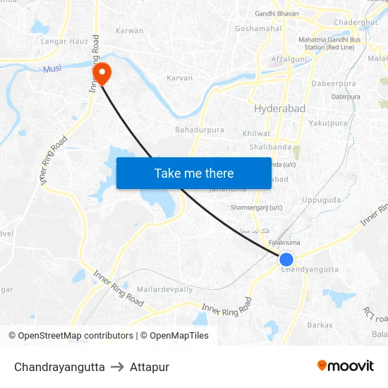 Chandrayangutta to Attapur map