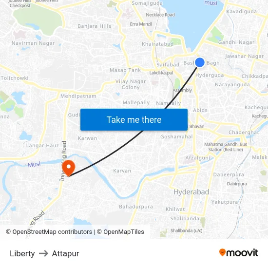 Liberty to Attapur map