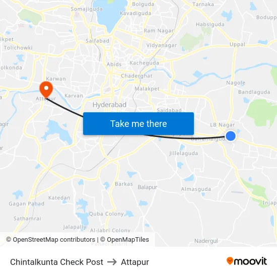 Chintalkunta Check Post to Attapur map