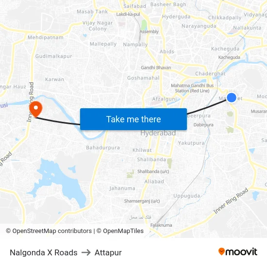 Nalgonda X Roads to Attapur map
