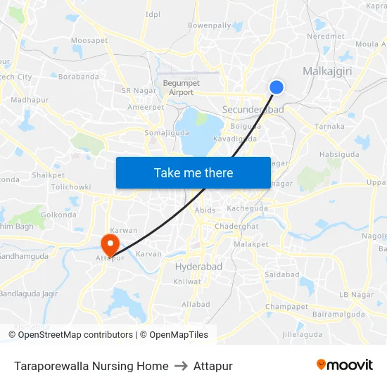 Taraporewalla Nursing Home to Attapur map