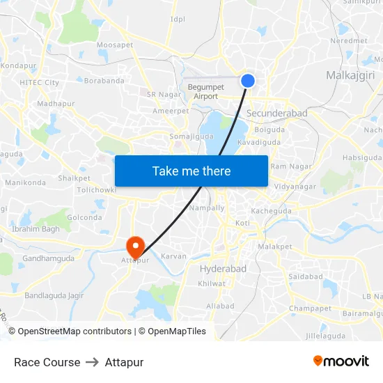 Race Course to Attapur map
