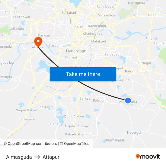 Almasguda to Attapur map