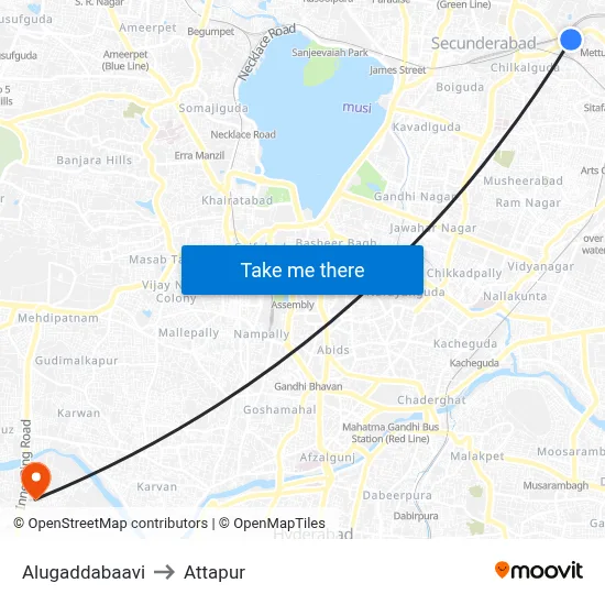 Alugaddabaavi to Attapur map