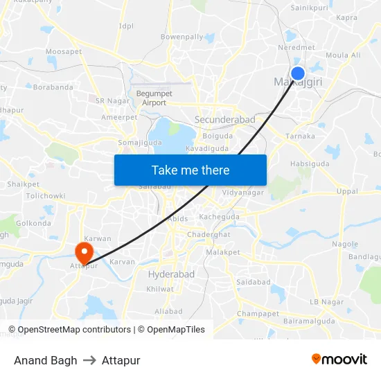 Anand Bagh to Attapur map