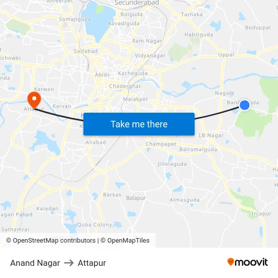 Anand Nagar to Attapur map