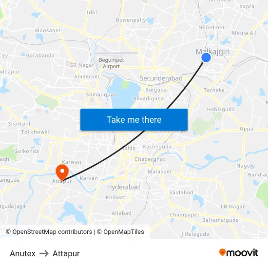 Anutex to Attapur map