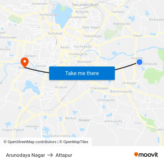 Arunodaya Nagar to Attapur map