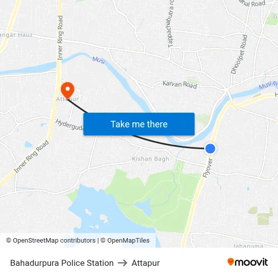 Bahadurpura Police Station to Attapur map