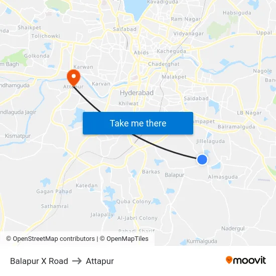 Balapur X Road to Attapur map