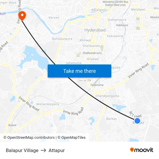 Balapur Village to Attapur map