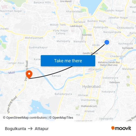 Bogulkunta to Attapur map