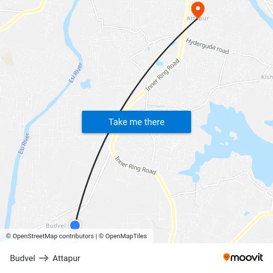 Budvel to Attapur map