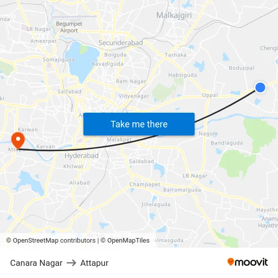 Canara Nagar to Attapur map
