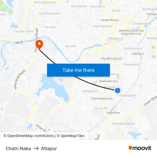 Chatri Naka to Attapur map