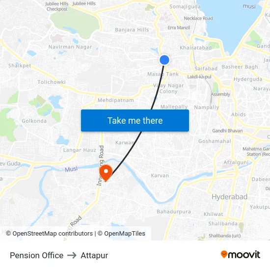 Pension Office to Attapur map