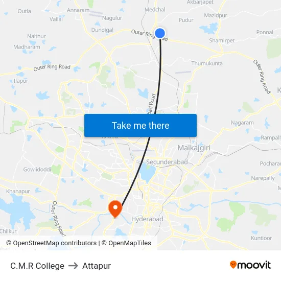 C.M.R College to Attapur map