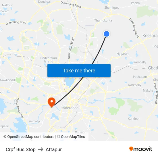 Crpf Bus Stop to Attapur map