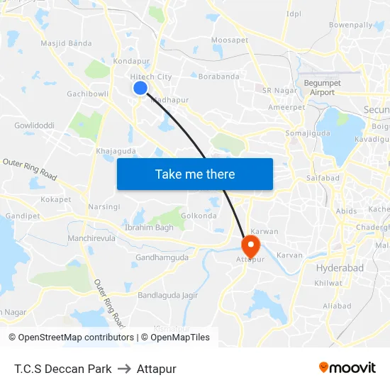 T.C.S Deccan Park to Attapur map