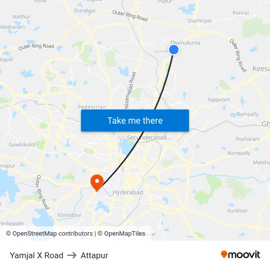 Yamjal X Road to Attapur map