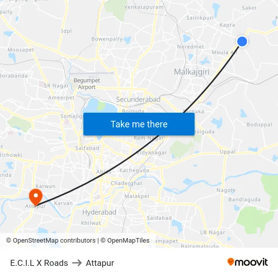 E.C.I.L X Roads to Attapur map