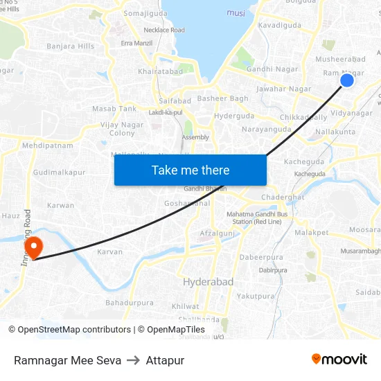 Ramnagar Mee Seva to Attapur map