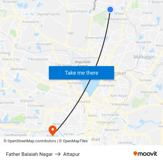 Father Balaiah Nagar to Attapur map