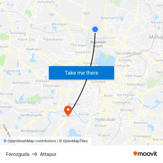 Ferozguda to Attapur map
