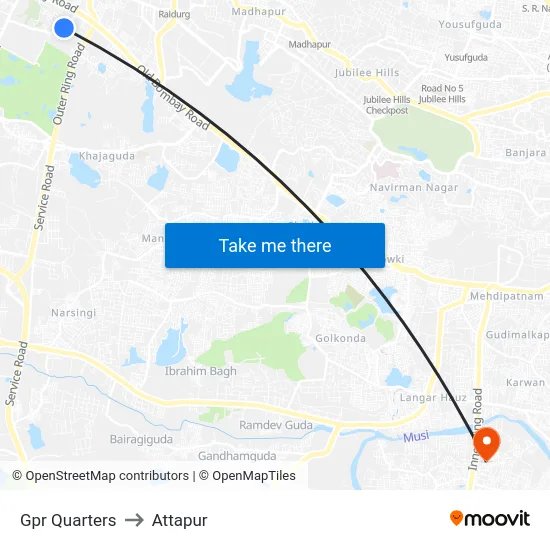 Gpr Quarters to Attapur map