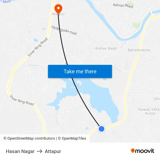 Hasan Nagar to Attapur map
