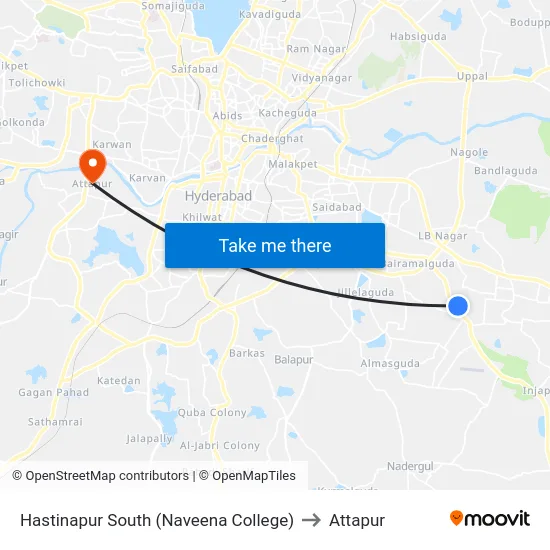 Hastinapur South (Naveena College) to Attapur map