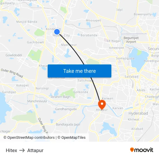 Hitex to Attapur map