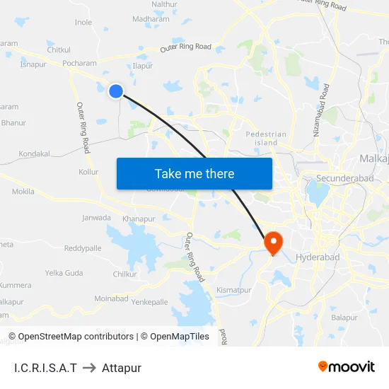 I.C.R.I.S.A.T to Attapur map