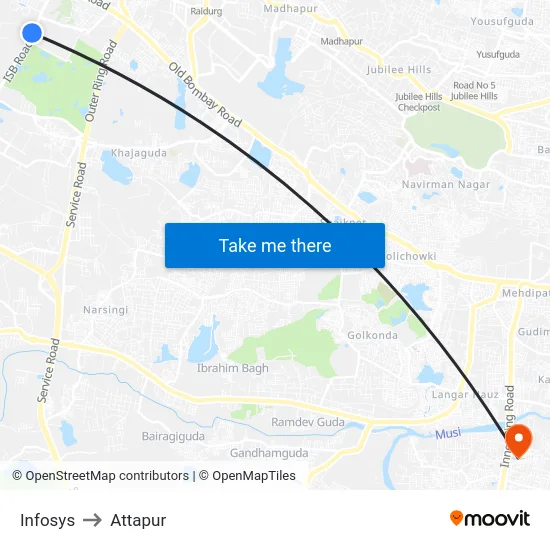 Infosys to Attapur map