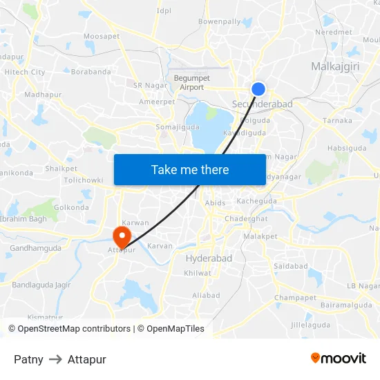 Patny to Attapur map