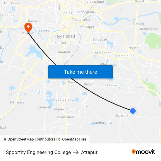Spoorthy Engineering College to Attapur map