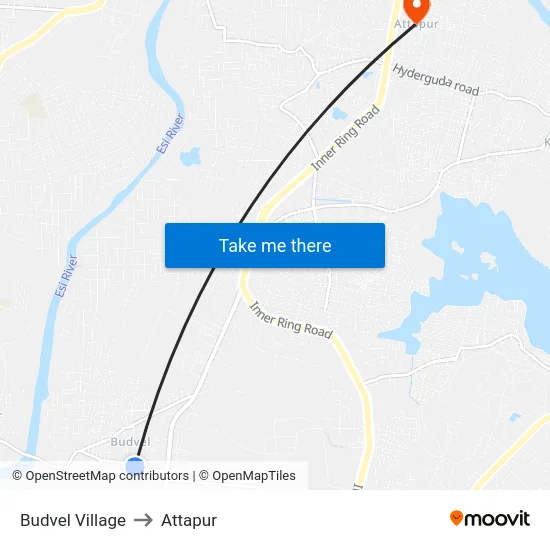 Budvel Village to Attapur map