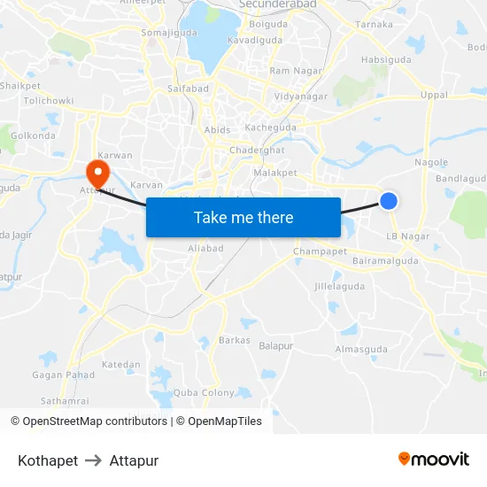 Kothapet to Attapur map