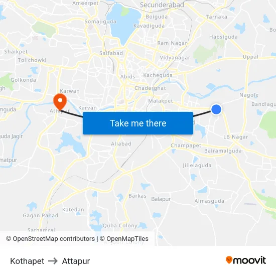 Kothapet to Attapur map