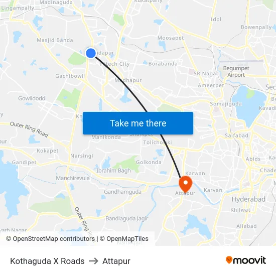 Kothaguda X Roads to Attapur map