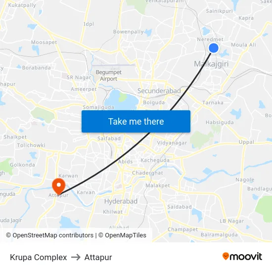 Krupa Complex to Attapur map