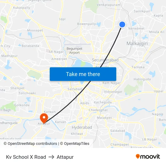 Kv School X Road to Attapur map