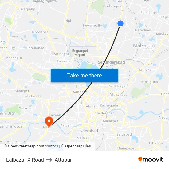 Lalbazar X Road to Attapur map