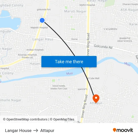 Langar House to Attapur map