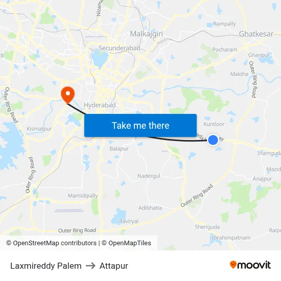 Laxmireddy Palem to Attapur map